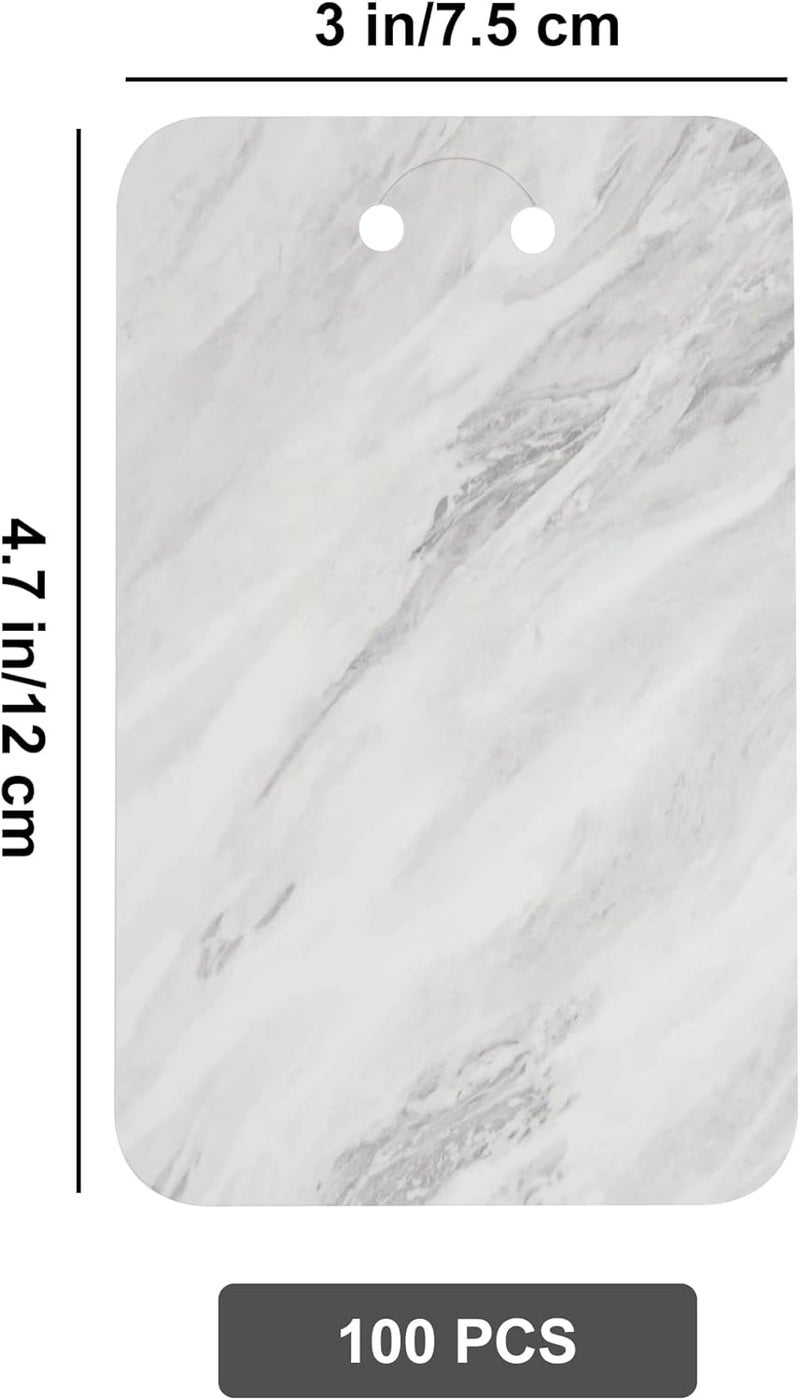 Temlum 100 قطعة بطاقات عرض سلسلة المفاتيح مع أكياس ذاتية الإغلاق، 3'' × 4.7'' حامل بطاقات سلسلة المفاتيح لعرض بطاقات المفاتيح مستلزمات تغليف المجوهرات (رخامي) - Image 2